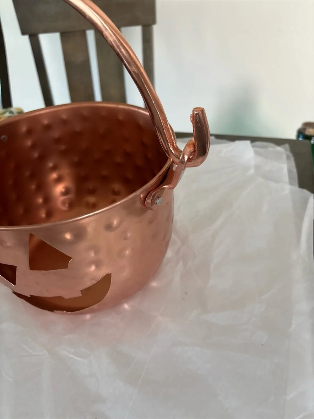 Copper Halloween Jack-O'-Lantern Candy Bucket